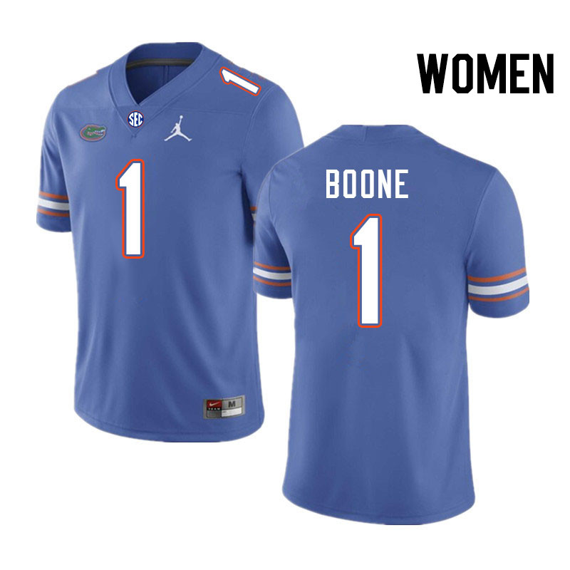 Women #1 Justus Boone Florida Gators College Football Jerseys Stitched-Royal